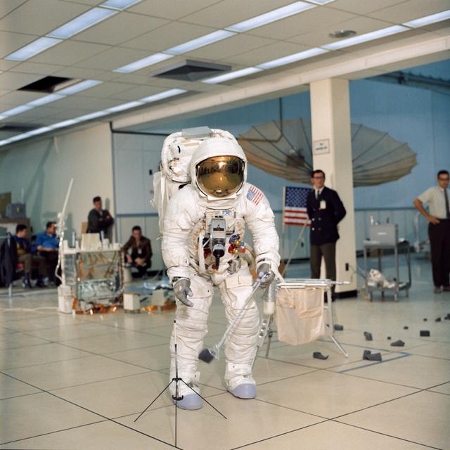 NASA image: Apollo 13 crewmen simulate lunar surface EVA during training exercise