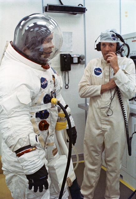 NASA image: Astronaut Fred Haise - Suiting Room - Prelaunch - KSC