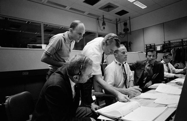 NASA image: View of Mission Control Center during the Apollo 13 oxygen cell failure