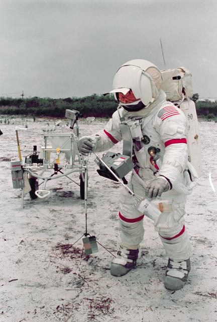 NASA image: Astronaut Alan B. Shepard in lunar surface simulation training