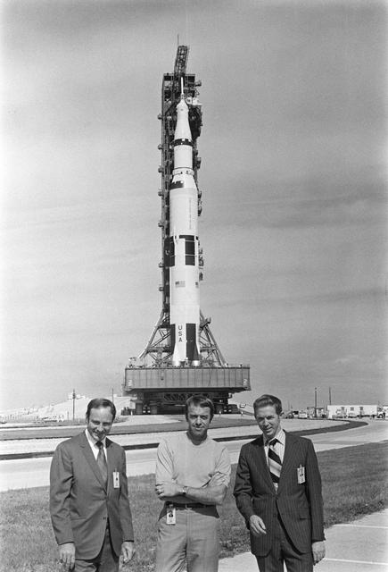 NASA image: Apollo 14 space vehicle arrives at Pad A at KSC during roll out from VAB