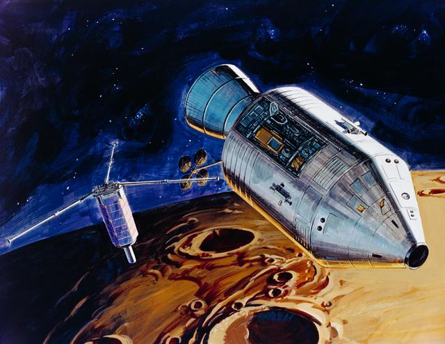 ARTIST CONCEPT - SUBSATELLITE EJECTION (APOLLO XV) - MSC