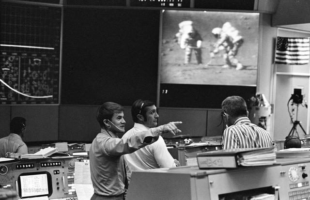 NASA image: View of activity in Mission Control Center during Apollo 15 EVA