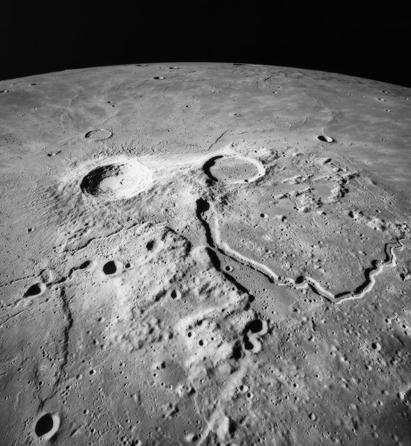 NASA image: View of Schroeter's Valley and crater Aristarchus photographed by Apollo 15