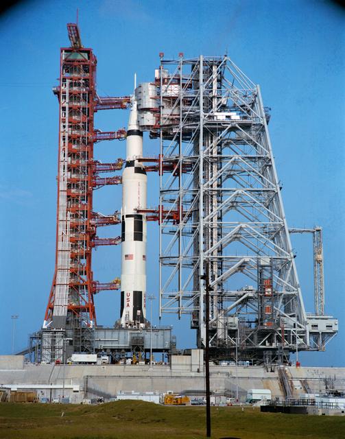 NASA image: View of Apollo 16 space vehicle at Pad A, Launch Complex 39