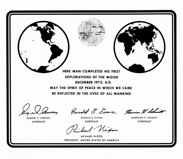 NASA image: PLAQUE - APOLLO 17