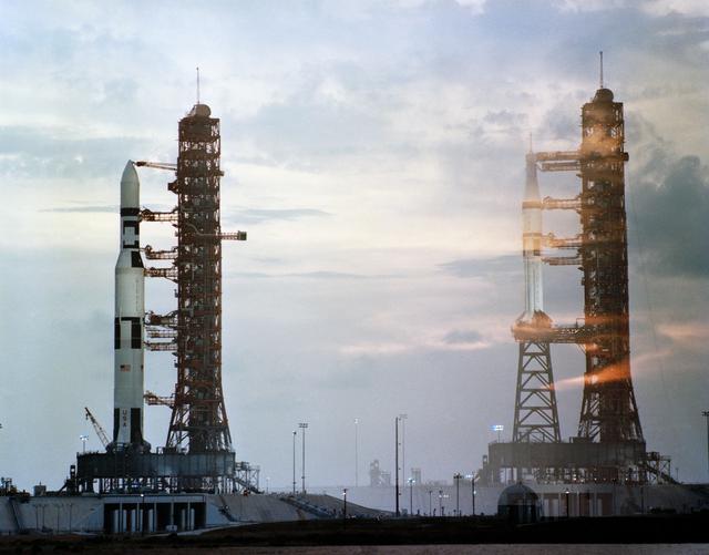 Double Exposure - Size Difference Between Skylab (SL)-1 and SL-2 - KSC