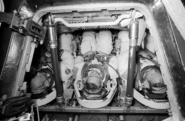 NASA image: Skylab 3 prime crew participate in water egress simulations at JSC