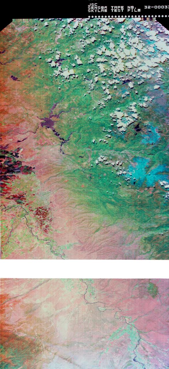 S73-34295A (June 1973) --- A vertical view of a portion of northern California reproduced from data taken from the Skylab Multispectral Scanner, experiment S192, in the Skylab space station in Earth orbit. This view is the most westerly one-third of Frame No. 001, Roll No. 518, S192, Skylab 2. Frame No. 001 extends from the Pacific coast at the Eureka area southeasterly 175 nautical miles to the Feather River drainage basin. Included in this view are Sacramento River Valley, Oroville Reservoir, Oroville and Chico. This non-photographic image is a color composite of channels 2 (visible), 7 and 12 (infrared) from the Earth Resources Experiments Package (EREP) S192 scanner. The scanner techniques assist with spectral signature identification and mapping of ground truth targets in agriculture, forestry, geology, hydrology and oceanography. Photo credit: NASA