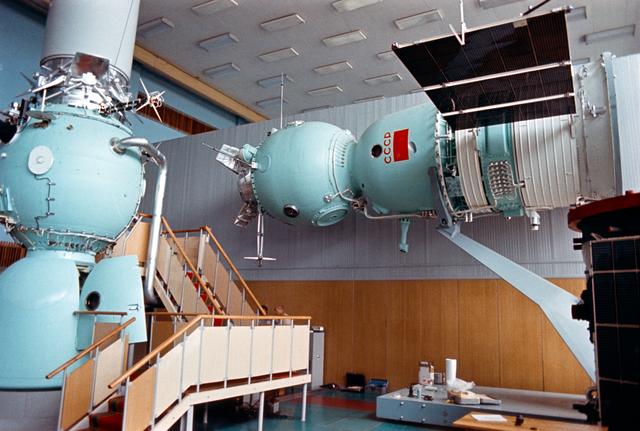 NASA image: Mock-ups of USSR Soyuz spacecraft on display at Star City