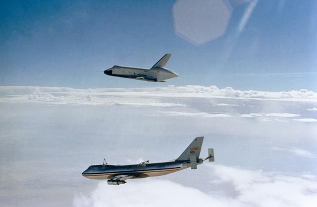 NASA image: Orbiter "Enterprise" - Soars Above the NASA 747 Carrier - Dryden Flight Research Center (DFRC), CA