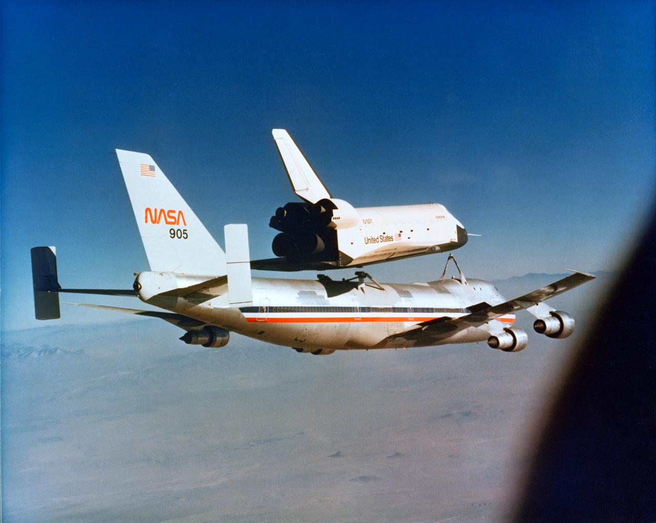 PAO news release material for the 5th and final FF of the ALT series. Precise moment of separation captured by camera from a T-38 chase plane.