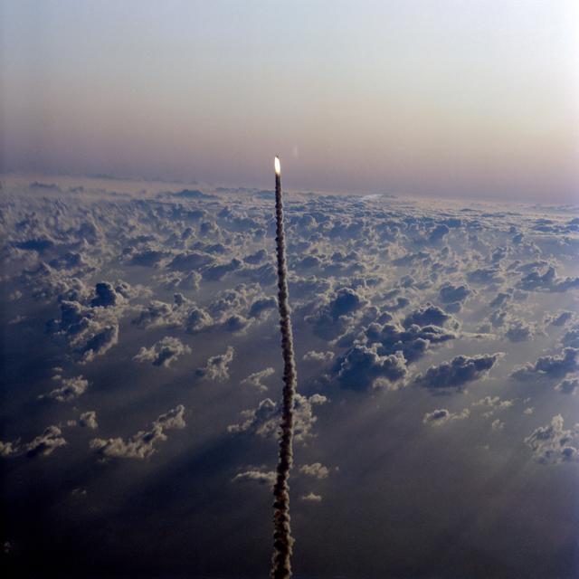 NASA image: Aerial views of the STS-5 launch from T-38 chase aircraft Nov. 11, 1982