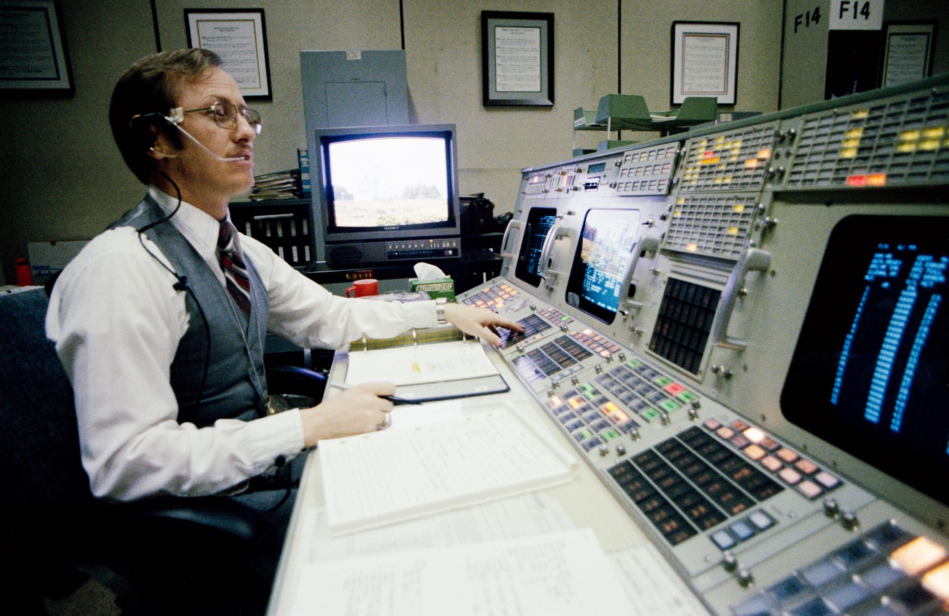 Granvil A. (Al) Pennington at Mission Control at Johnson Space Center