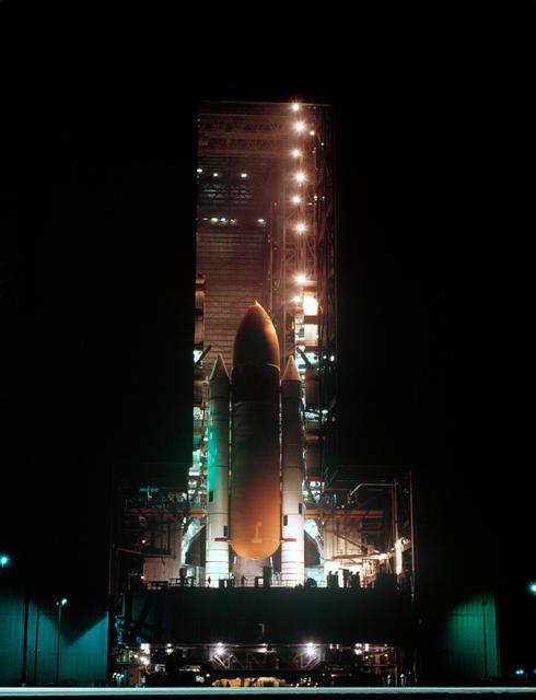 NASA image: STS-8 Challenger's roll-out to launch pad