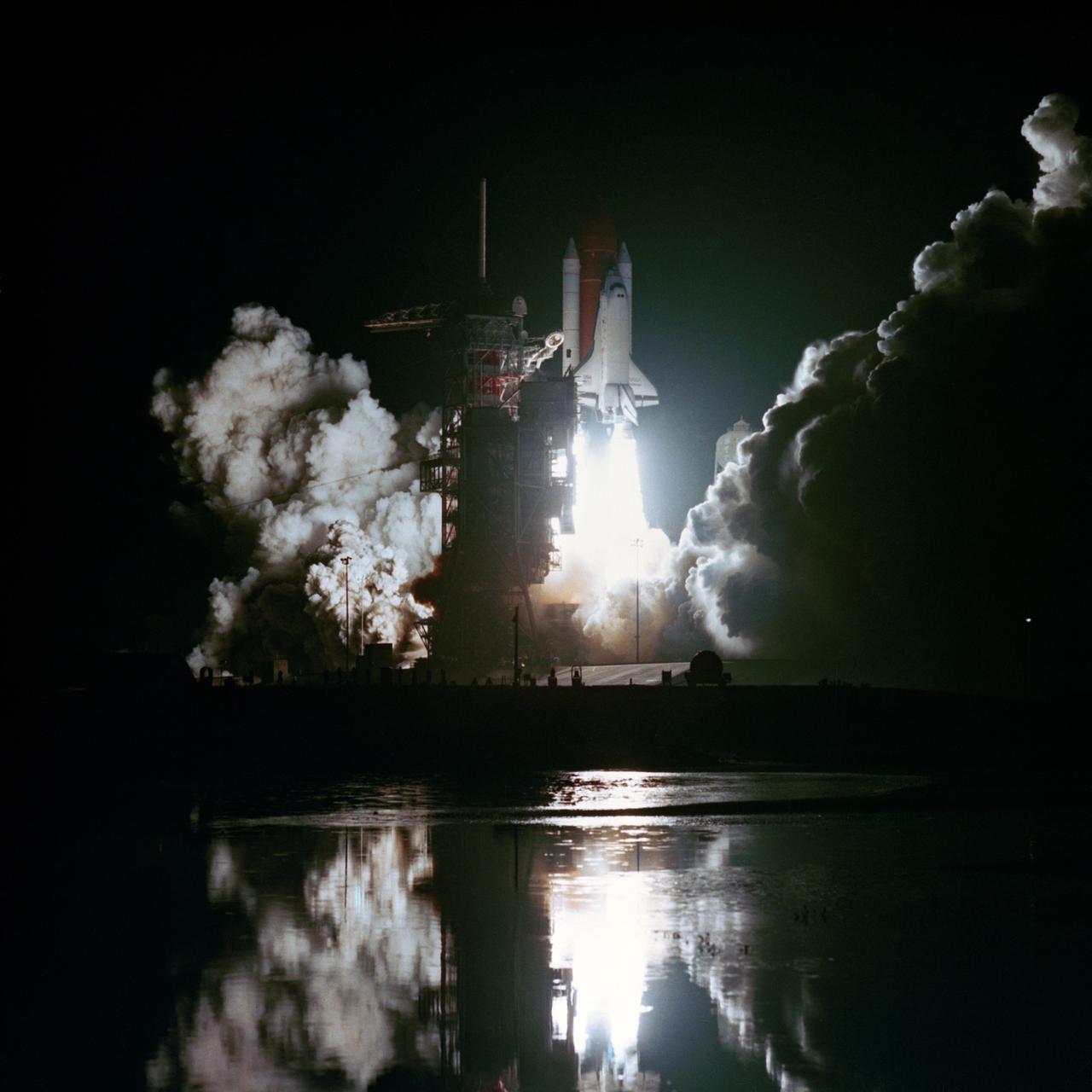 Night launch view of STS-8. Very nice shot. KSC, FL