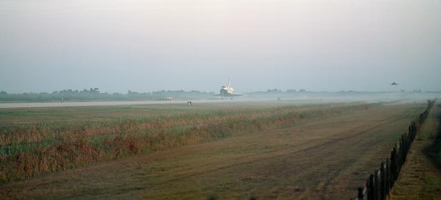 Views of the Challenger landing at Kennedy to end shuttle mission 41-B
