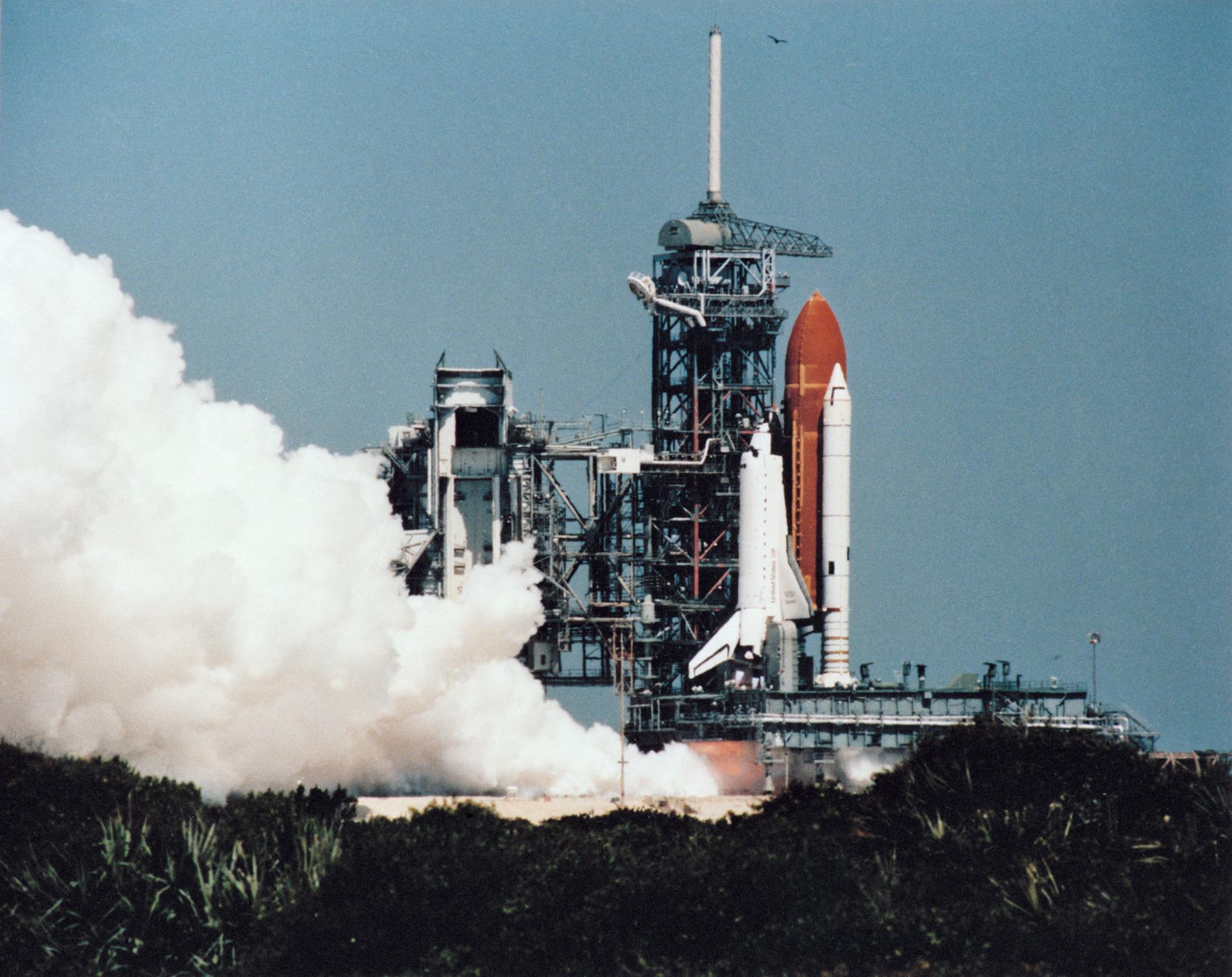 The Flight Readiness Firing (FRF) for NASA's STS-41D spaceflight