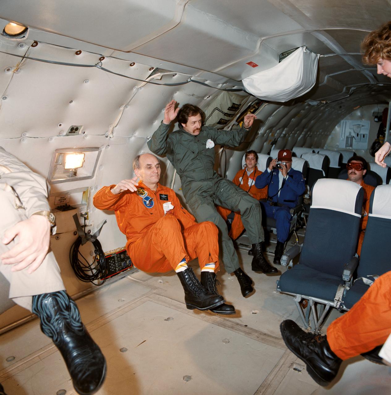 Views of STS-51E Crewman Senator Jake Garn during Zero-G Parabolas.      1. Senator E. J. "Jake" Garn - Zero-G