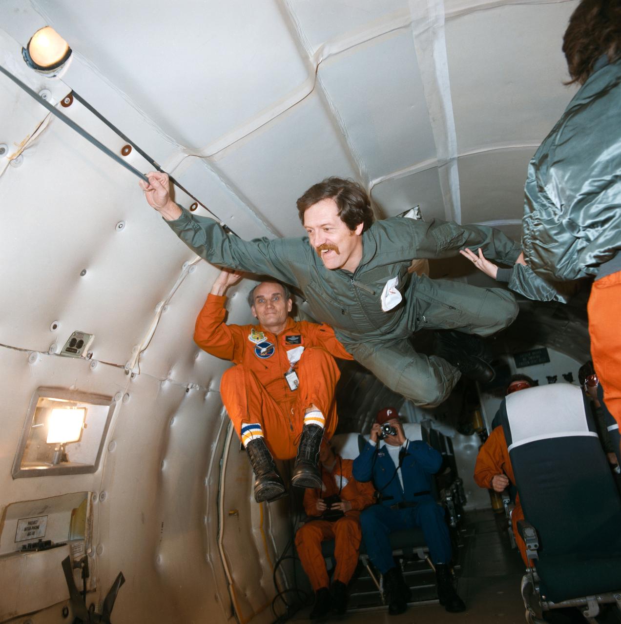Views of STS-51E Crewman Senator Jake Garn during Zero-G Parabolas.      1. Senator E. J. "Jake" Garn - Zero-G