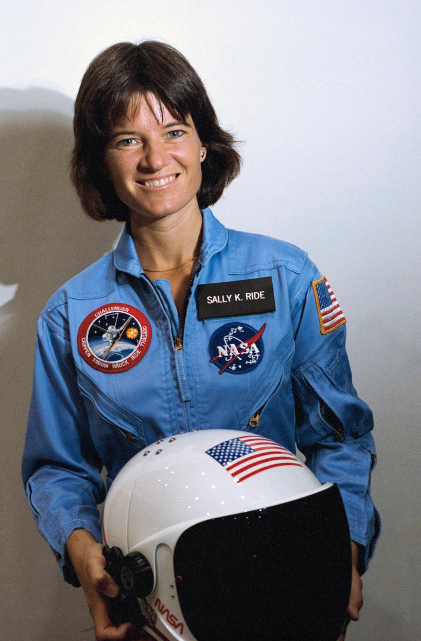 S85-41007 (9 May 1983) --- At NASA's Johnson Space Center, astronaut Sally K. Ride takes a break from training as a mission specialist for NASA's STS-7 spaceflight in Earth orbit.  Photo credit: NASA