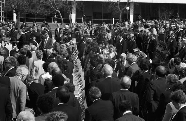 NASA image: Family and friend at the Memorial service at JSC for Crew of STS 51-L