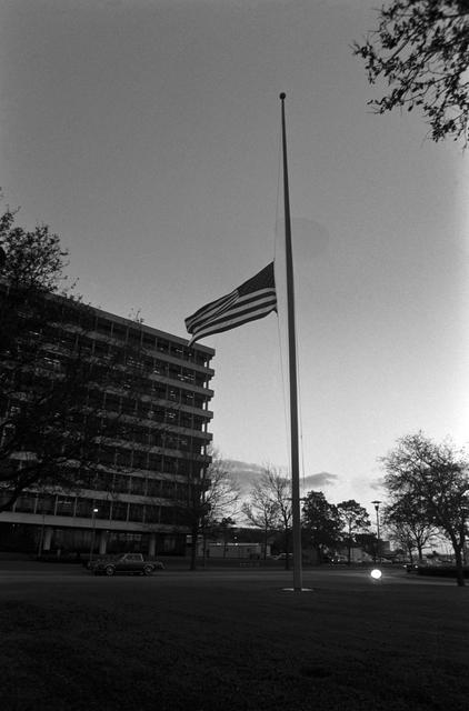 NASA image: Flags at half-staff in memorial of STS 51-L crewmembers