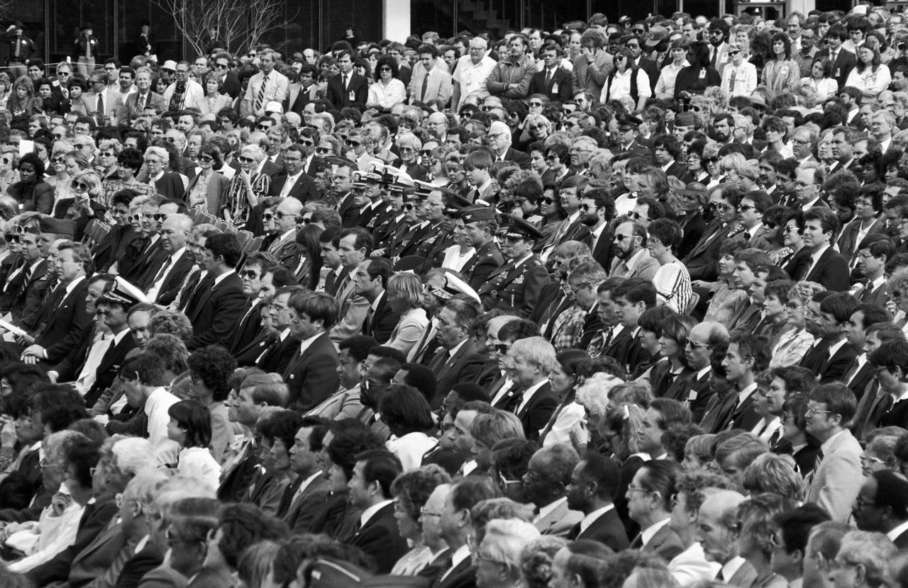 Overall view of the audience at the memorial service at JSC for the Crew of STS 51-L.
