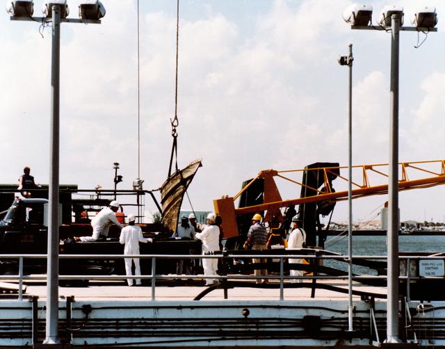 NASA image: View of the SRB recovery during STS 51-L investigation