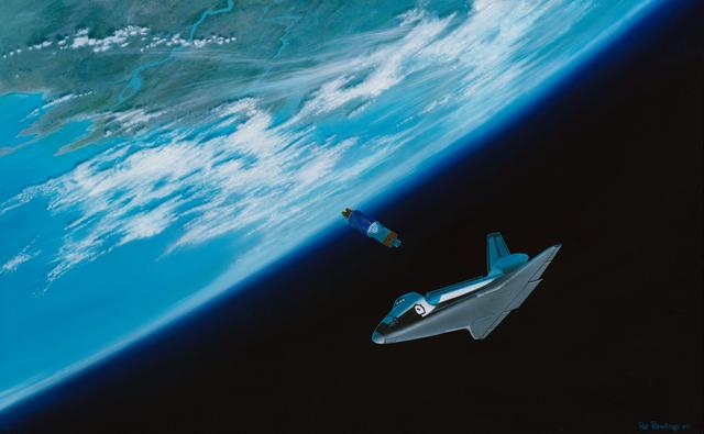 NASA image: STS-26 Discovery, OV-103, artwork showing TDRS-C deployment