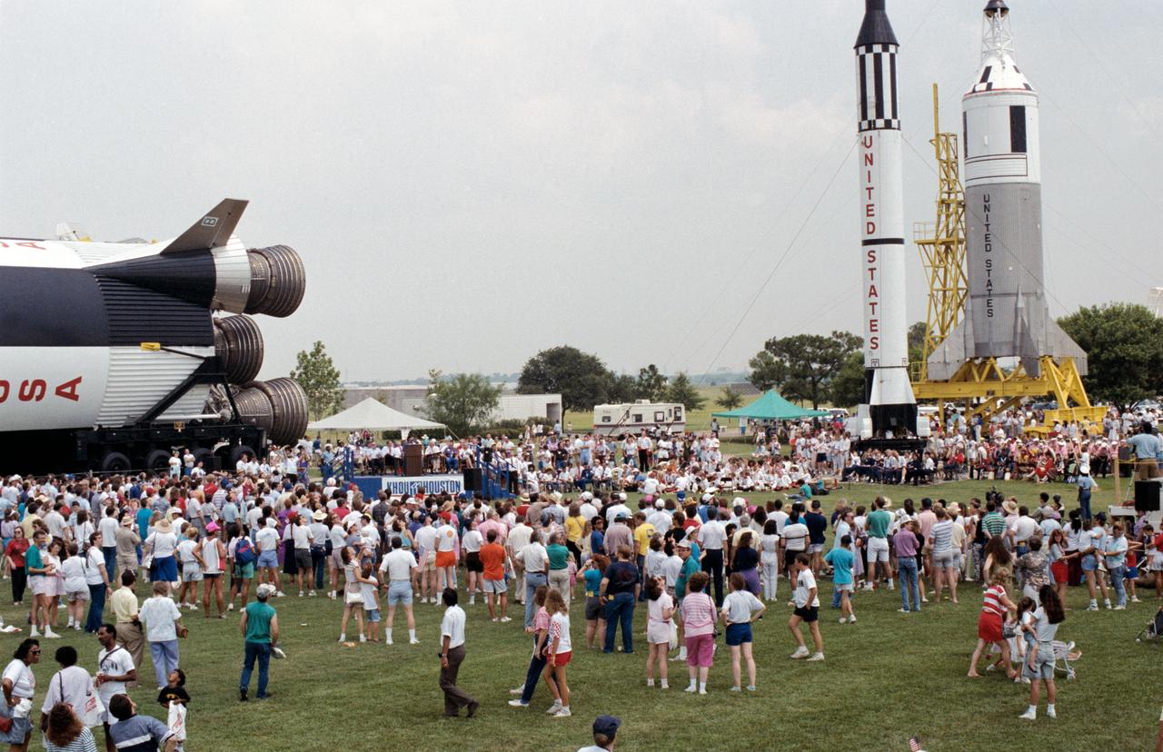 View of crowd at Rocket Park during Apollo 11 Anniversary festivities.