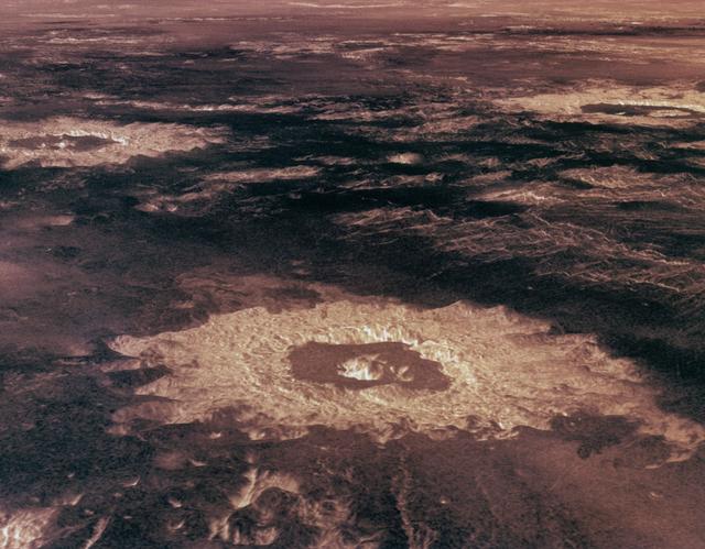 NASA image: Magellan 3D view of Venus impact craters