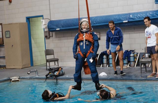 NASA image: Payload Specialist Albert Sacco Jr. during emergency bailout training