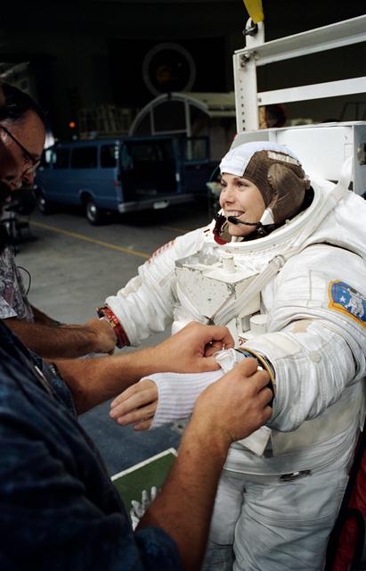 Astronaut Mary Ellen Weber during training session in WETF