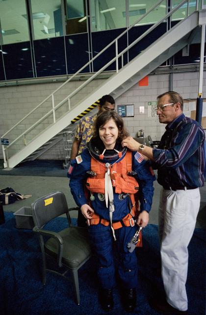 NASA image: Astronaut Mary Ellen Weber during emergency bailout training at WETF