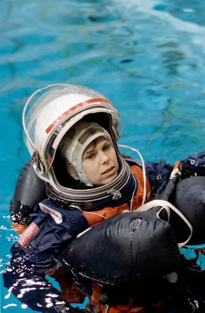 NASA image: Astronaut Mary Ellen Weber deploys life raft during bailout training