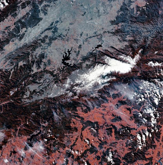 NASA image: View of Snowy Mountains area of Australian Alps as photographed from Skylab