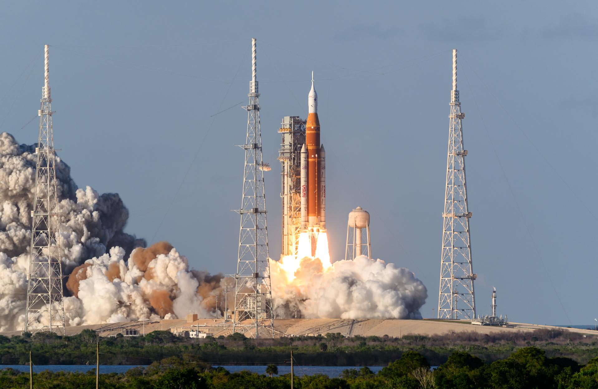 Four astronauts aboard NASA’s Orion spacecraft atop the SLS (Space Launch System) rocket launch on the agency’s Artemis II test flight, Wednesday, April 1 from Launch Complex 39B at NASA’s Kennedy Space Center in Florida. Artemis II lifted off at 6:35 p.m. ET. Artemis II is the first crewed mission of the agency’s Artemis campaign. The mission will send NASA astronauts Reid Wiseman, Victor Glover, and Christina Koch and CSA (Canadian Space Agency) astronaut Jeremy Hansen on an approximately 10-day journey around the Moon and back to Earth.  Credit:  NASA/Eric Bordelon  Credit: Eric Bordelon