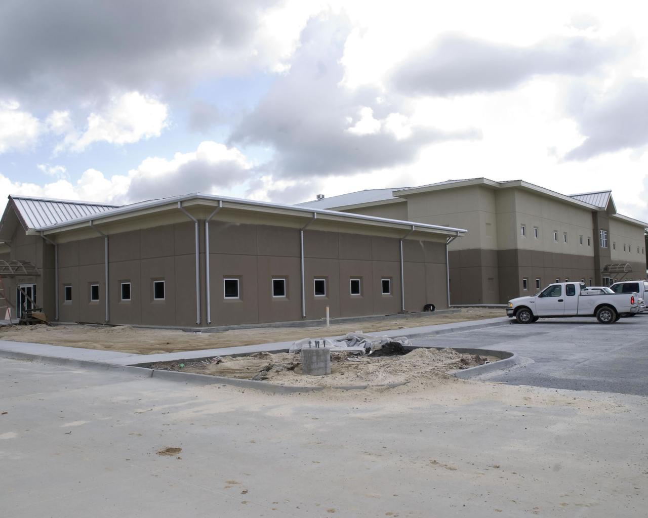 Construction work on a new Emergency Operations Center at Stennis Space Center is nearing completion. Construction is expected to be complete by February 2009, with actual occupancy of the building planned for later that year. The new building will house fire, medical and security teams and will provide a top-grade facility to support storm emergency responder teams and emergency management operations for the south Mississippi facility.