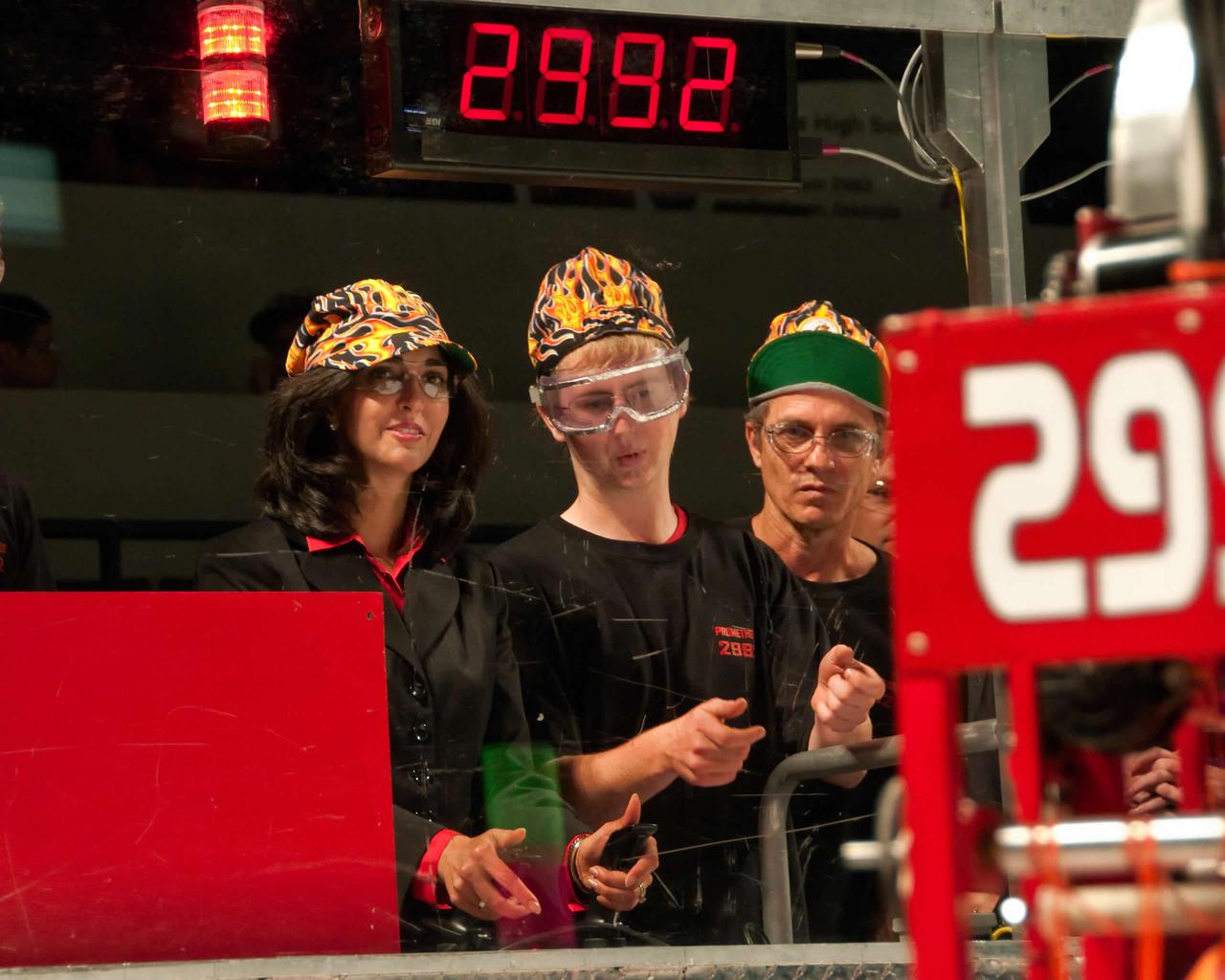 Supriya Jindal takes a turn at the controls of a competing robot during a visit to the 2009 FIRST Robotics Bayou Regional tournament. Jindal joined NASA at two events in New Orleans on March 19.