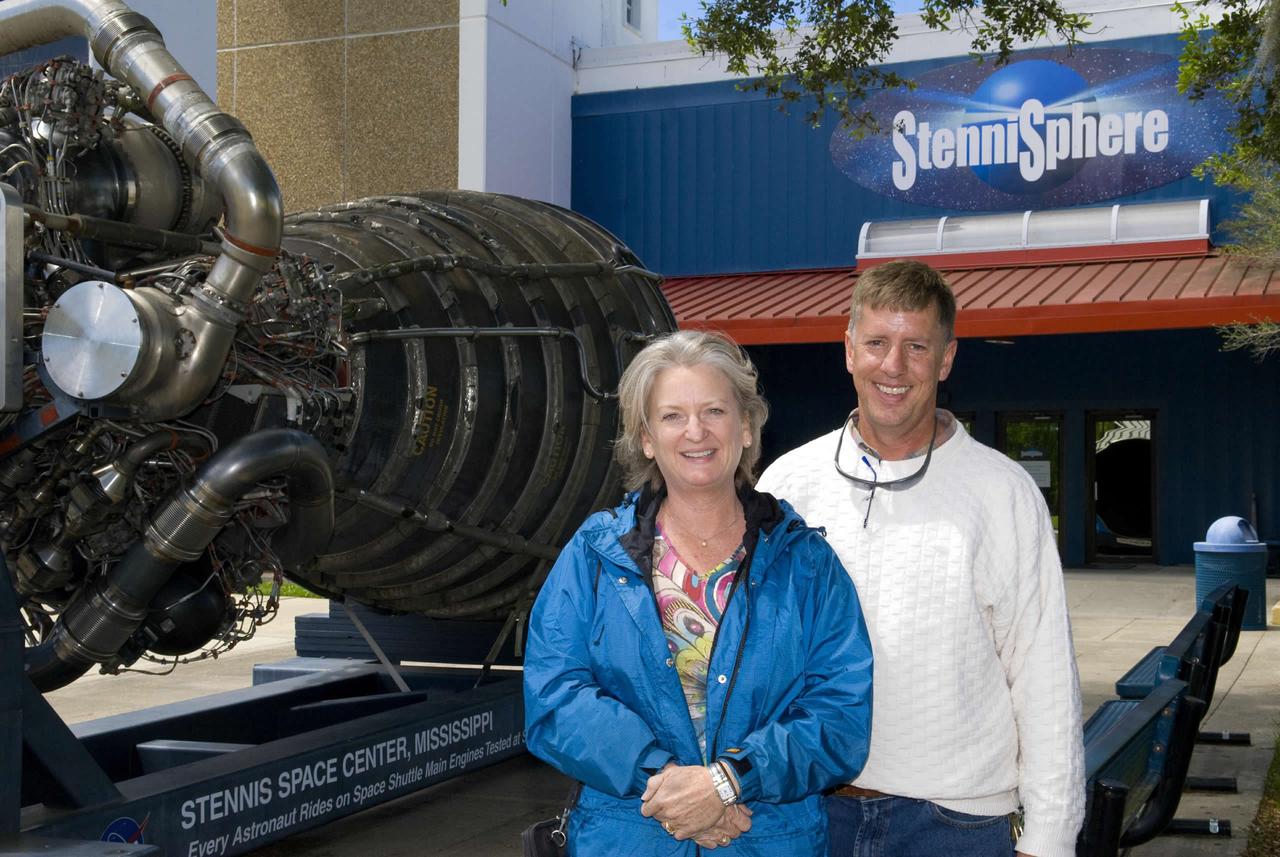 Jane Kenna of Atlanta, granddaughter of the late Sen. John C. Stennis, visits StenniSphere, the visitor center at NASA's John C. Stennis Space Center. Kenna and her husband, John, visited Stennis on April 6, her first trip to the rocket engine testing facility since the 1988 ceremony to rename the site in honor of her grandfather.