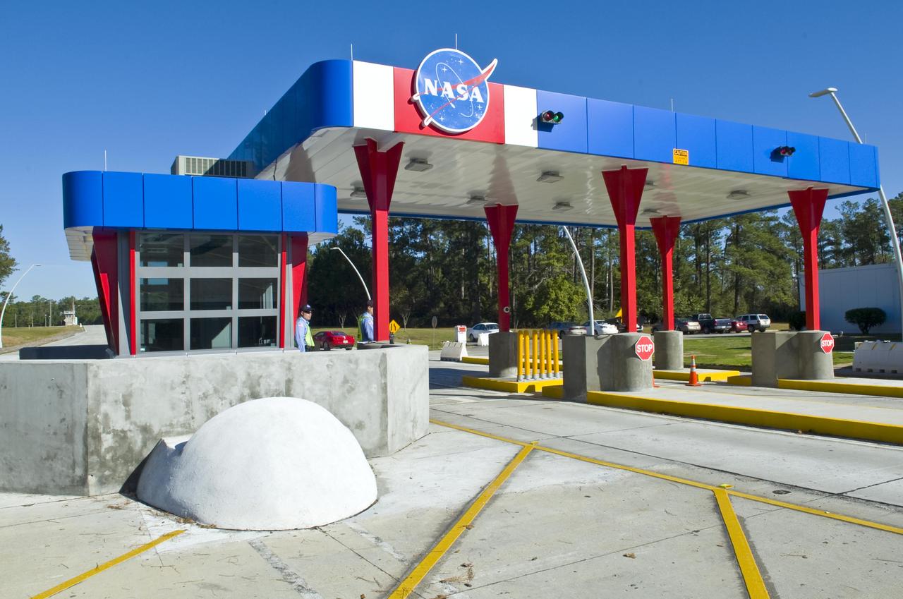 The north and south (shown) security gates at NASA's John C. Stennis Space Center were rebuilt in 2010 to enhance center appearance and increase the safety of Stennis employees.
