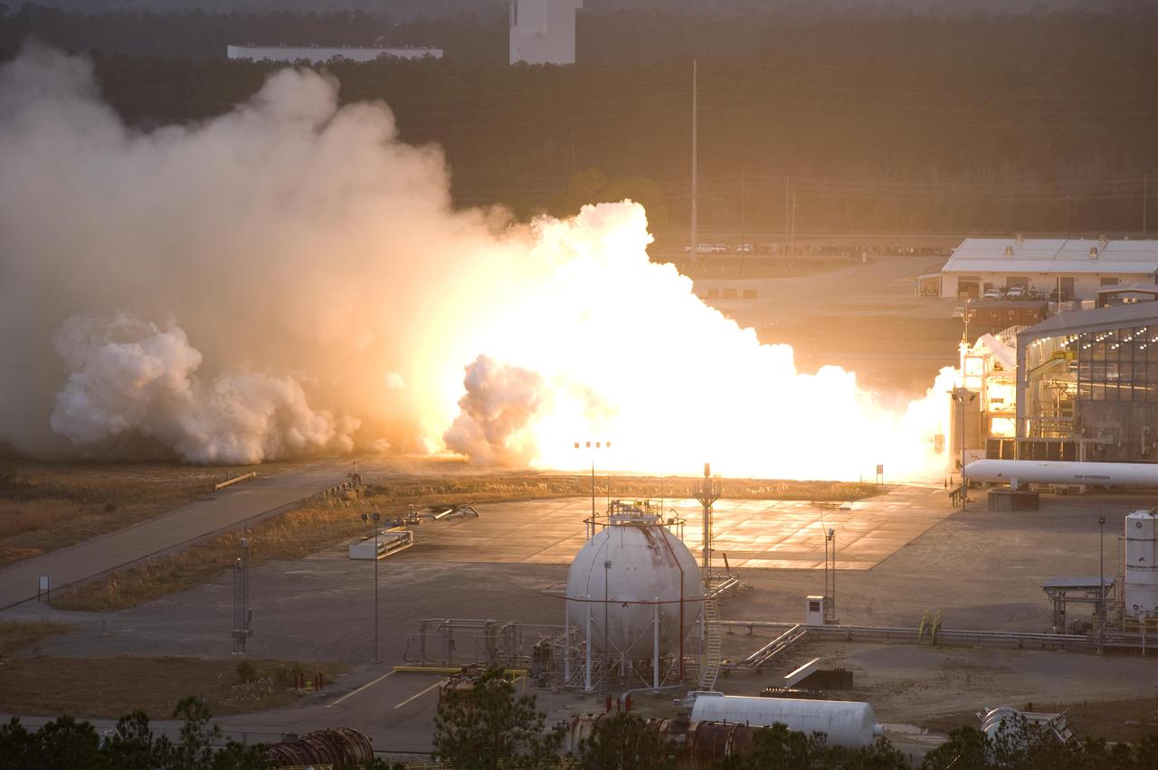 John C. Stennis Space Center engineers conduct a 55-second test fire of Aerojet's liquid-fuel AJ26 rocket engine that will power the first stage of Orbital Sciences Corporation's Taurus II space launch vehicle. The Dec. 17, 2010 test was conducted on the E-1 Test Stand at Stennis in support of NASA's Commercial Transportation Services partnerships to enable commercial cargo flights to the International Space Station. Orbital is under contract with NASA to provide eight cargo missions to the space station through 2015.