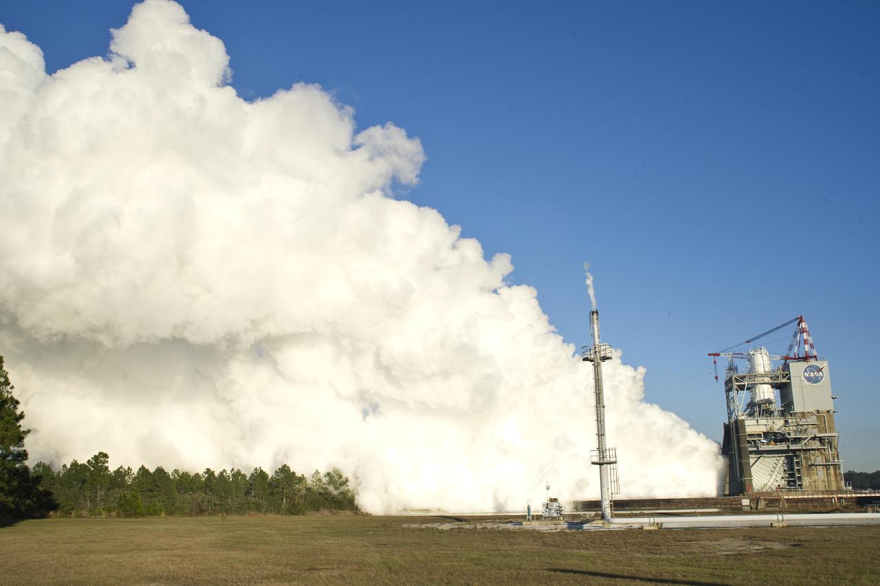 NASA conducted a key stability test firing of the J-2X rocket engine on the A-2 Test Stand at Stennis Space Center on Dec. 1, marking another step forward in development of the upper-stage engine that will carry humans deeper into space than ever before. The J-2X will provide upper-stage power for NASA's new Space Launch System.