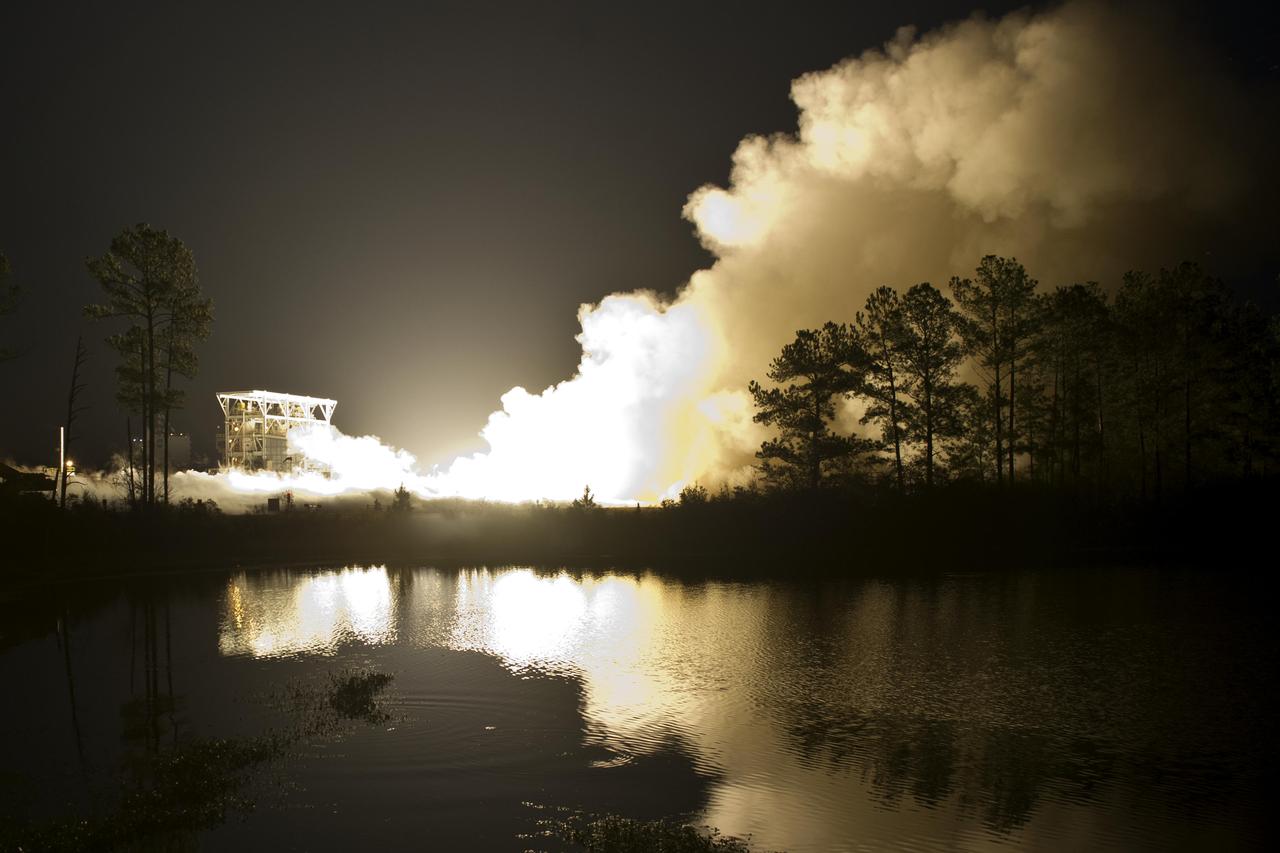 Stennis Space Center test-fired Aerojet AJ26 flight engine No. 8 on Dec. 15, continuing a commercial partnership with Orbital Services Corporation. Orbital has partnered with NASA to provide commercial cargo flights to the International Space Station. The AJ26 engines tested at Stennis will power the company's Taurus II space launch vehicle on the flights.