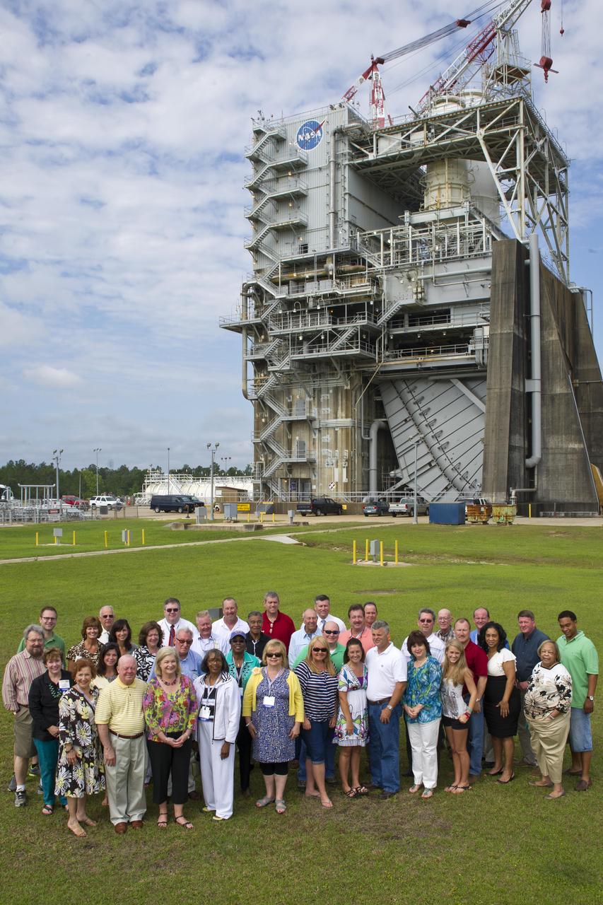 Legislators from across Mississippi visited Stennis Space Center on May 7, 2012, touring various facilities, including the A-1 Test Stand, and learning about work under way at the facility. The legislators also toured the INFINITY at NASA Stennis Space Center facility and met with Apollo 13 astronaut Fred Haise.