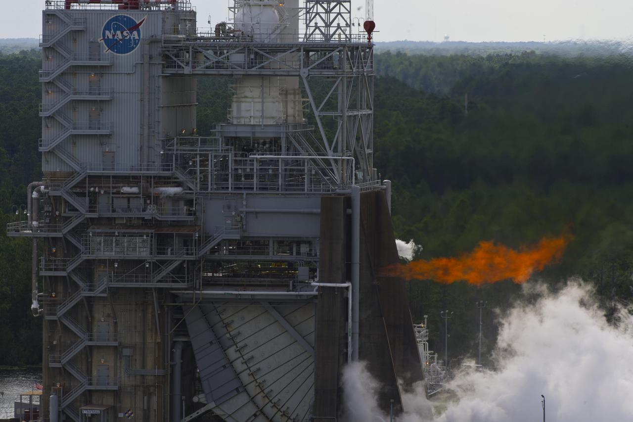 NASA conducted a long-duration test of the J-2X powerpack, 1,261 seconds total, on the A-1 Test Stand at Stennis Space Center on Aug. 16, marking another step in development of the next-generation rocket engine. The powerpack is a system of components on the top portion of the J-2X engine, including the gas generator, oxygen and fuel turbopumps, and related ducts and valves.