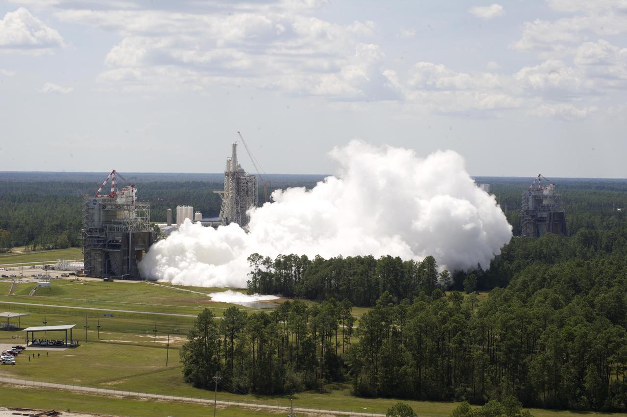 NASA engineers continued to collect test performance data on the new J-2X rocket engine at Stennis Space Center with a 250-second test Sept. 14. The test on the A-2 Test Stand was the 19th in a series of firings to gather critical data for continued development of the engine. The J-2X is being developed by Pratt and Whitney Rocketdyne for NASA's Marshall Space Flight Center in Huntsville, Ala. It is the first liquid oxygen and liquid hydrogen rocket engine rated to carry humans into space to be developed in 40 years.