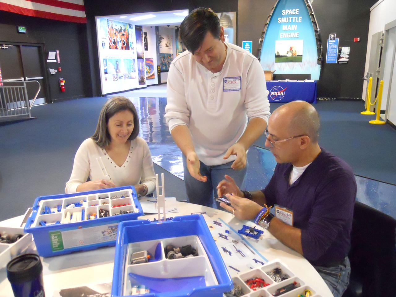 The John C. Stennis Space Center Educator Resource Center hosted an Oct. 20 workshop to equip teachers of grades 3 through 12 in using the LEGO Bricks in Space curriculum issued by NASA. Participants in the professional development workshop built their own LEGO simple machine prototypes and explored the engineering principles that make them work (on Earth and in space).