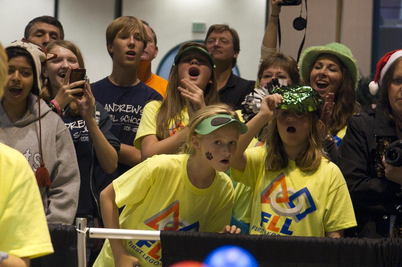 Observers cheer on student teams during the 2012 FIRST LEGO League Mississippi Championship Tournament in Hattiesburg, Miss., on Dec. 1. The annual competition attracted 46 teams from across Mississippi.